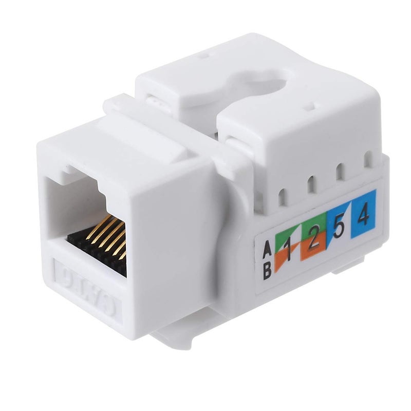 TENINYU 10-Pack RJ45 Keystone Jack Module Connector 568A/568B, Keystone Adapter Compatible Cat 6/5e/5 Connector,Cat6 Keystone Jack,RJ45 Female Connector,White - Image 3